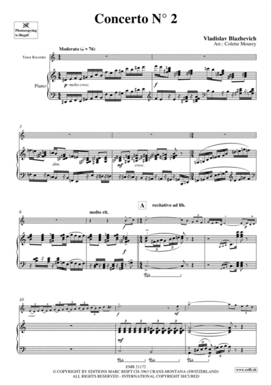 Concerto No. 2 Tenor Recorder scores gallery preview page 3