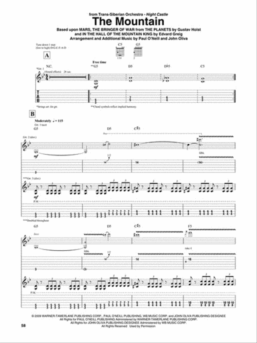 Trans-Siberian Orchestra Guitar Anthology Electric Guitar scores gallery preview page 6