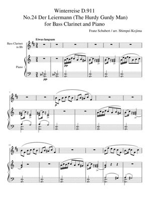 Schubert : Winterreise D.911 - 24.Der Leiermann (The Hurdy Gurdy Man), for Bass Clarinet and Piano
