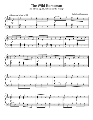 Schumann - The Wild Horseman, Op. 68, No. 8 - For Easy Piano