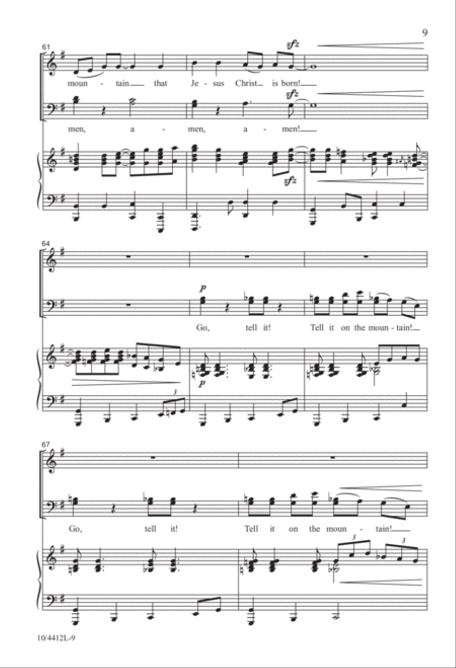 Amen! Tell It on the Mountain! 4-Part scores gallery preview page 9