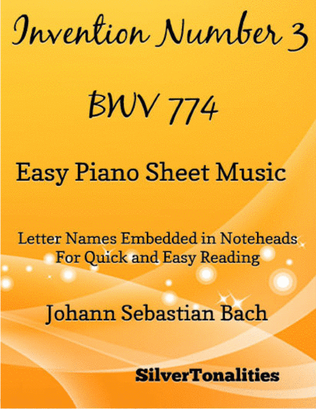 Book cover for Invention Number 3 BWV 774 Easy Piano Sheet Music