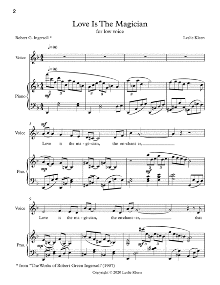 Love is the Magician for Low Voice and Piano Medium Voice - Digital Sheet Music