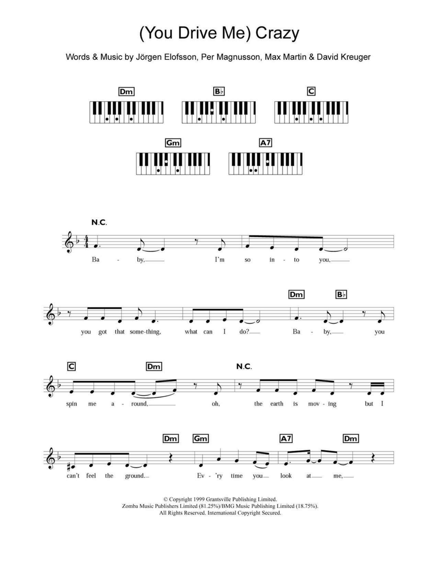 (You Drive Me) Crazy Piano scores gallery preview page 1