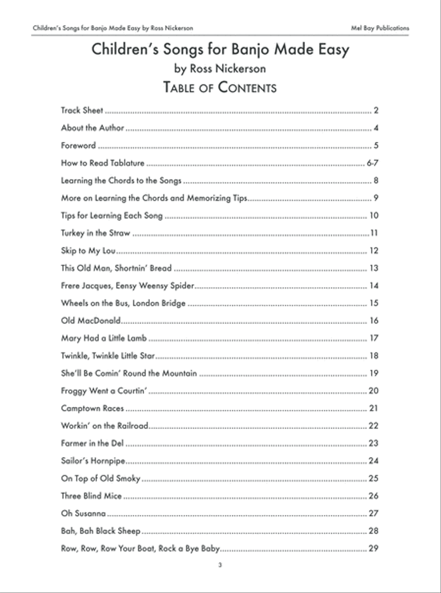 Children's Songs for Banjo Made Easy Banjo scores gallery preview page 4