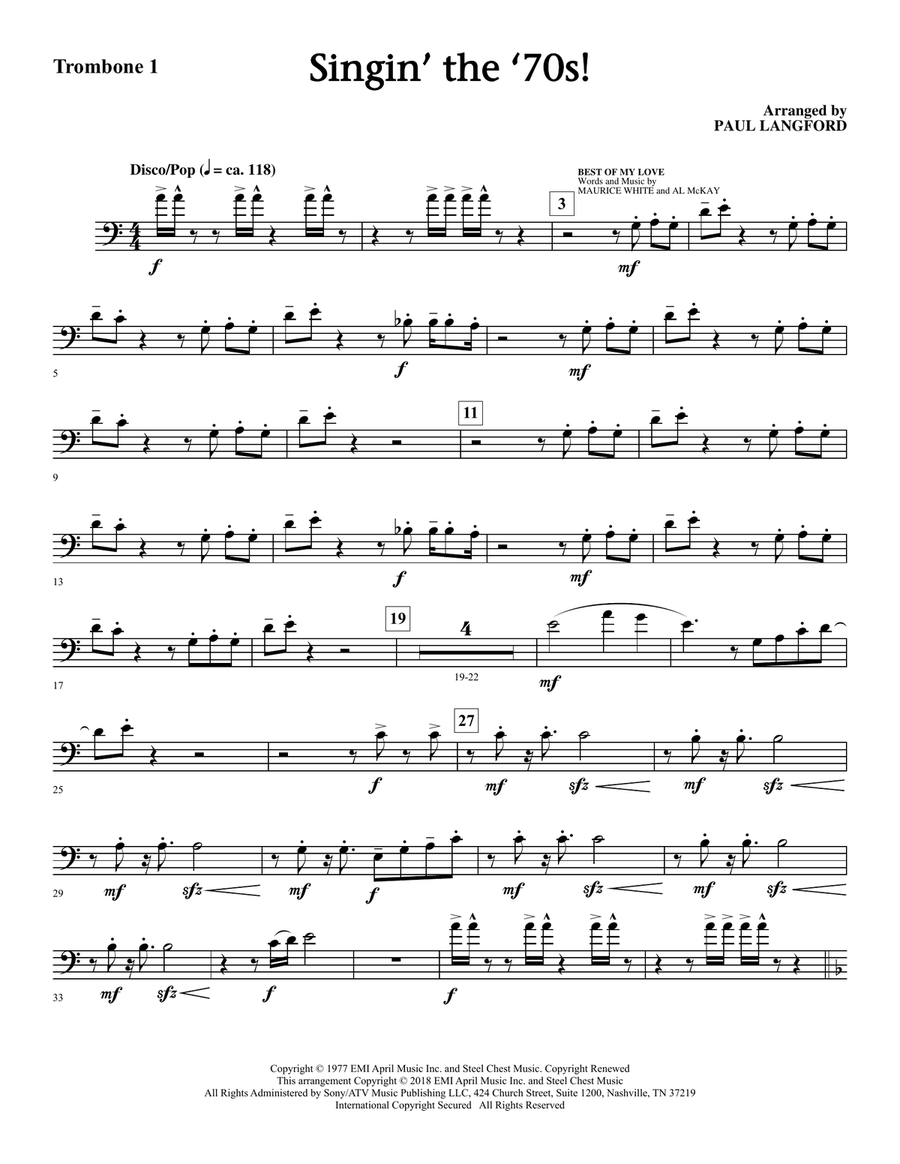 Singin' The 70's (arr. Paul Langford) - Trombone 1