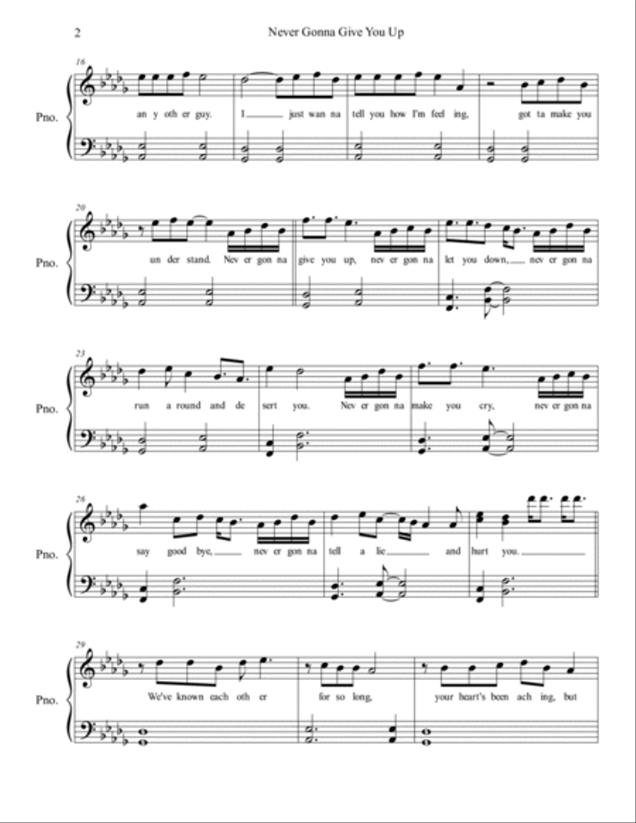 Never Gonna Give You Up Voice scores gallery preview page 2