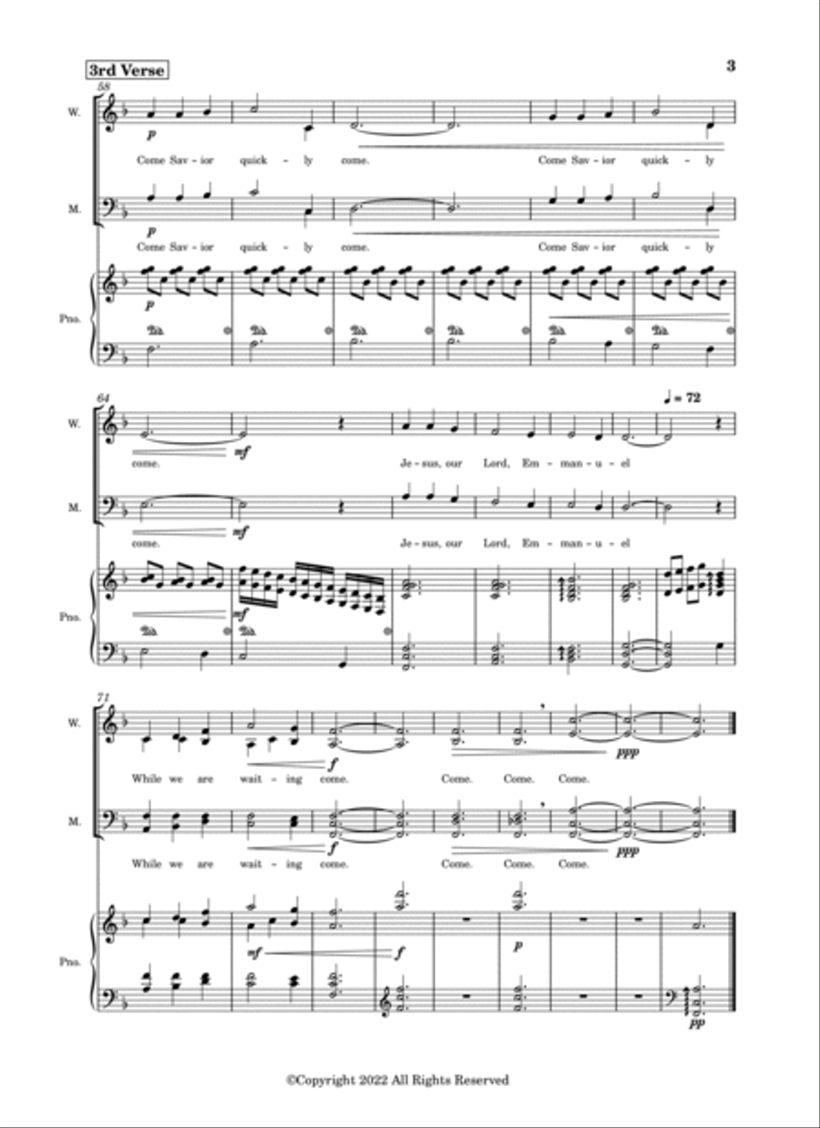 While We Are Waiting, Come 4-Part scores gallery preview page 3