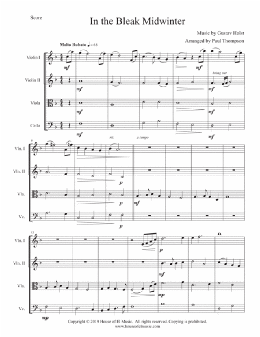 In the Bleak Mid-winter - String Quartet String Quartet scores gallery preview page 1