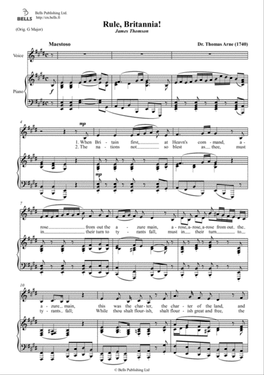 Rule, Britannia! (E Major) Choir scores gallery preview page 1