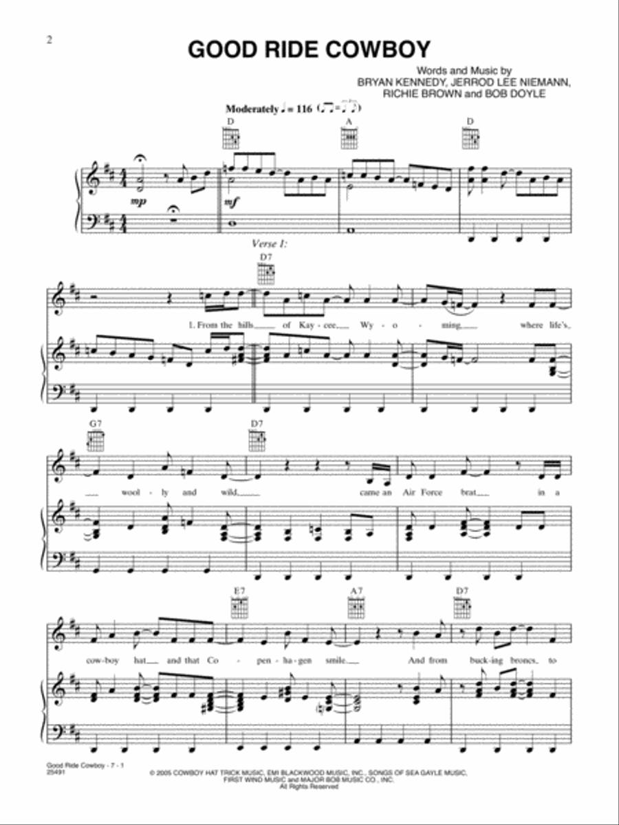 Good Ride Cowboy Piano, Vocal, Guitar scores gallery preview page 1