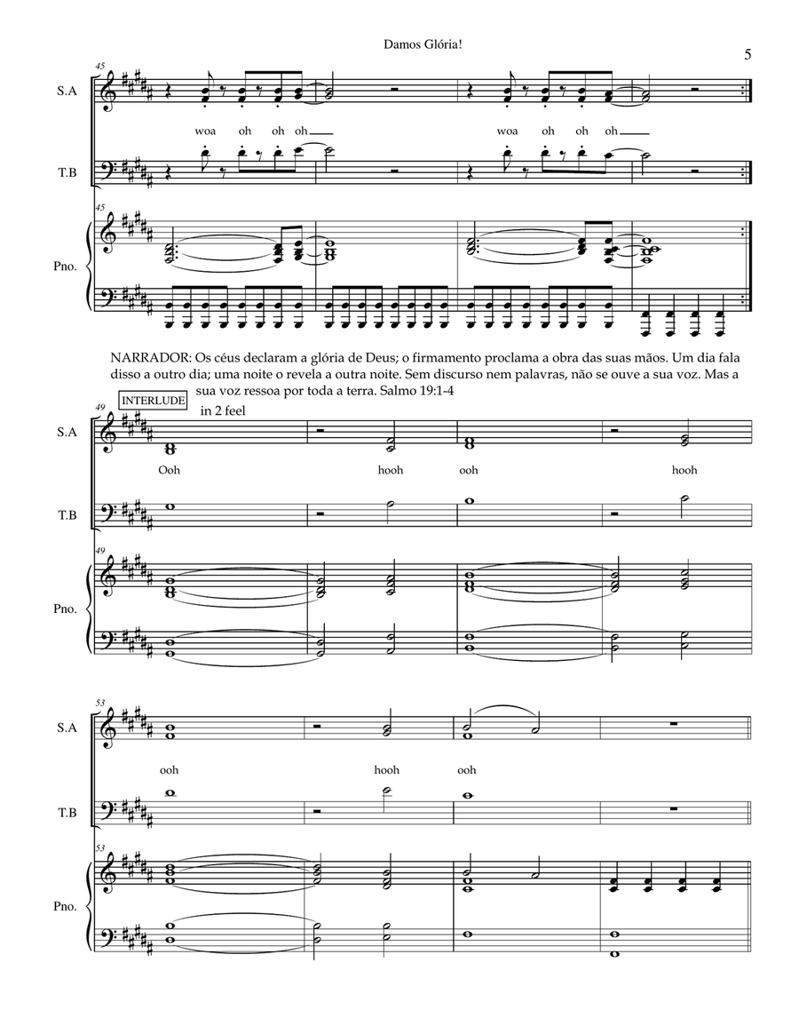 Damos Gloria (SATB com Piano) - PORTUGUES 4-Part scores gallery preview page 5