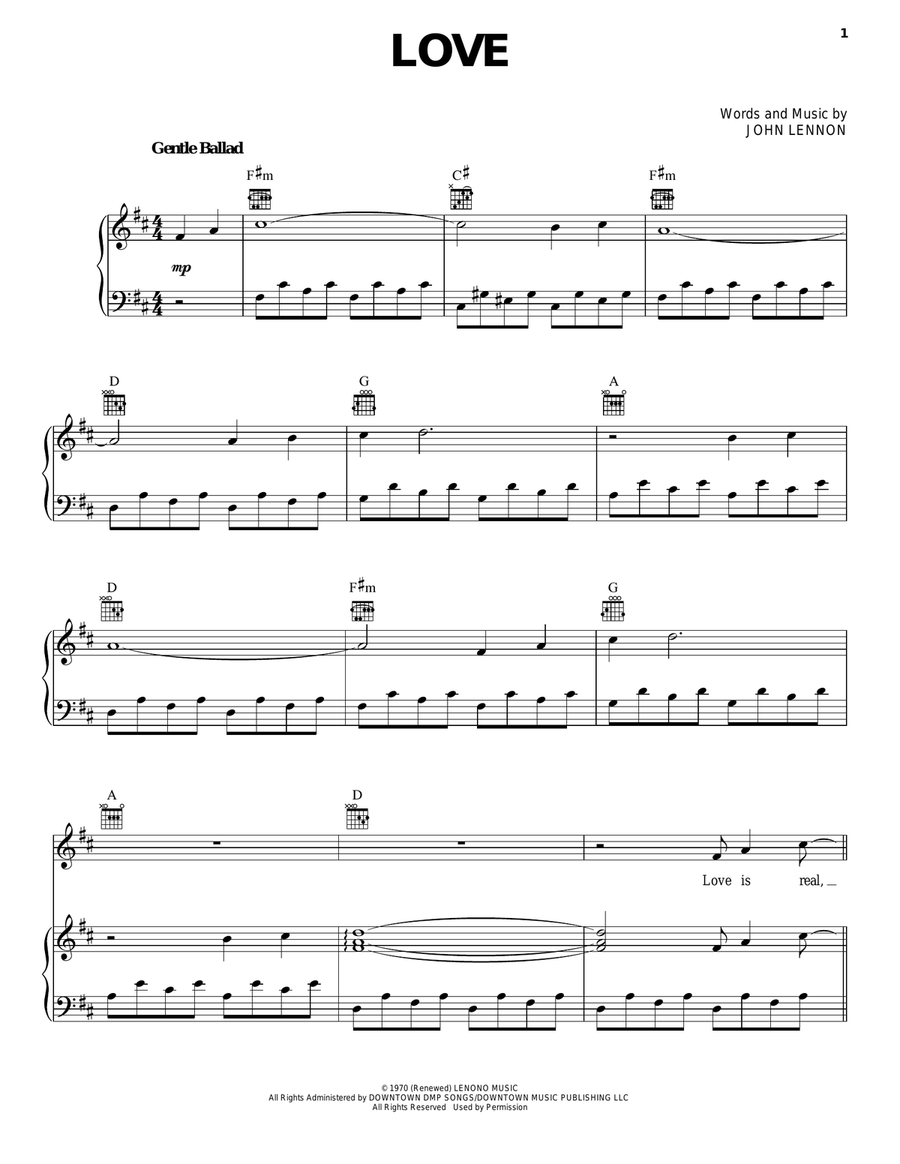 Love Love Piano, Vocal, Guitar scores gallery preview page 1