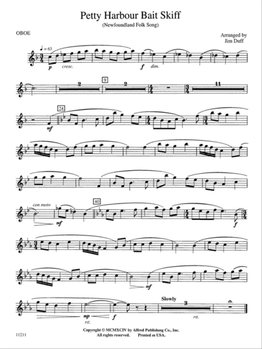 Petty Harbour Bait Skiff: Oboe Concert Band scores gallery preview page 1