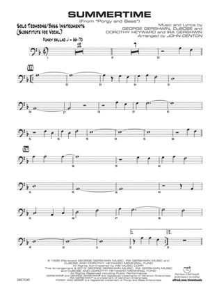Summertime: Solo Bass Clef Part (Substitute for Vocal)