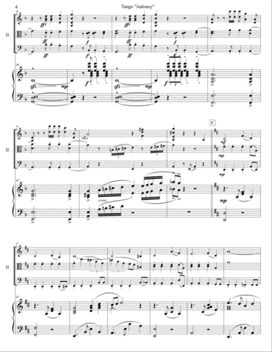 Jacob Gade - "Jealousy" for piano quartet (score and parts)