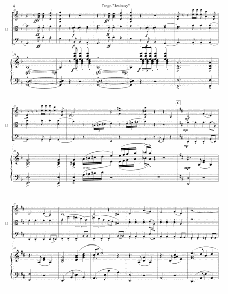 Jacob Gade - "Jealousy" for piano quartet (score and parts)  Digital Sheet Music