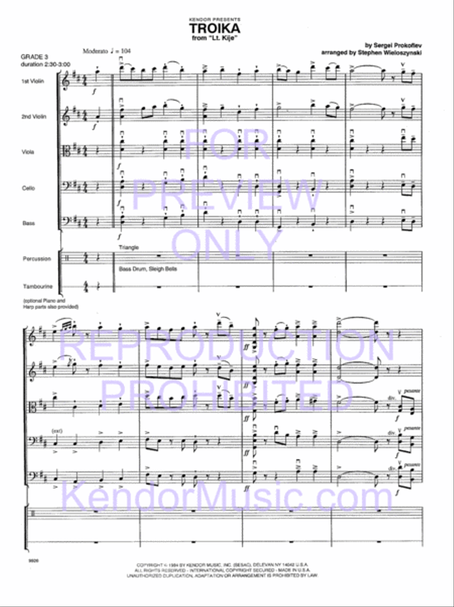 Troika (from Lt. Kije) (Full Score) String Orchestra scores gallery preview page 4