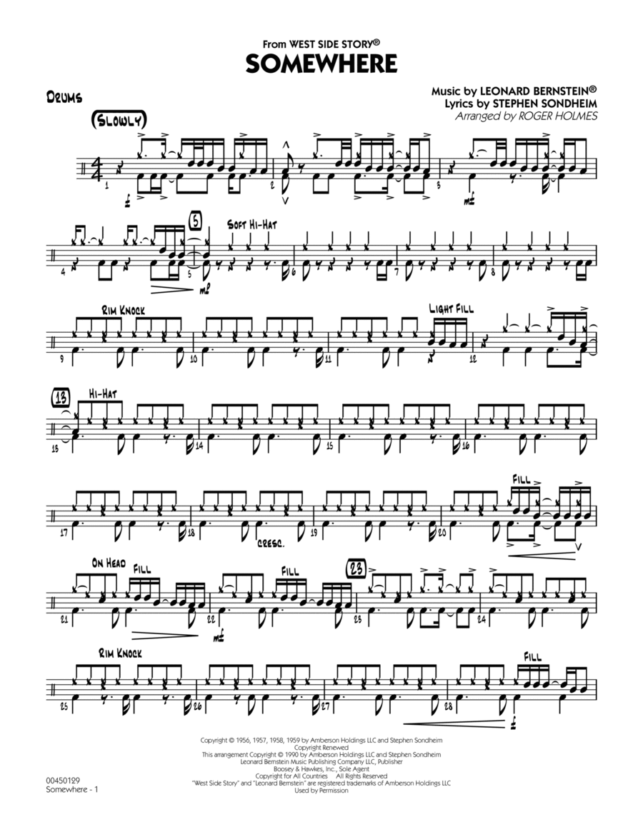 Somewhere (from West Side Story) - Drums Jazz Ensemble scores gallery preview page 1