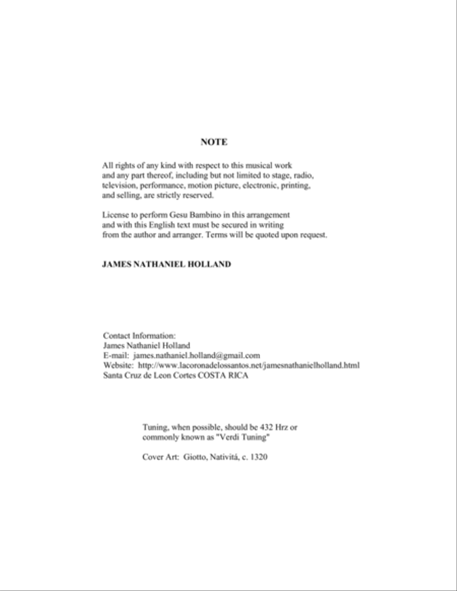 Gesu Bambino for Mezzo Soprano Voice Orchestra, Score and Parts and new English Lyrics Full Orchestra scores gallery preview page 2