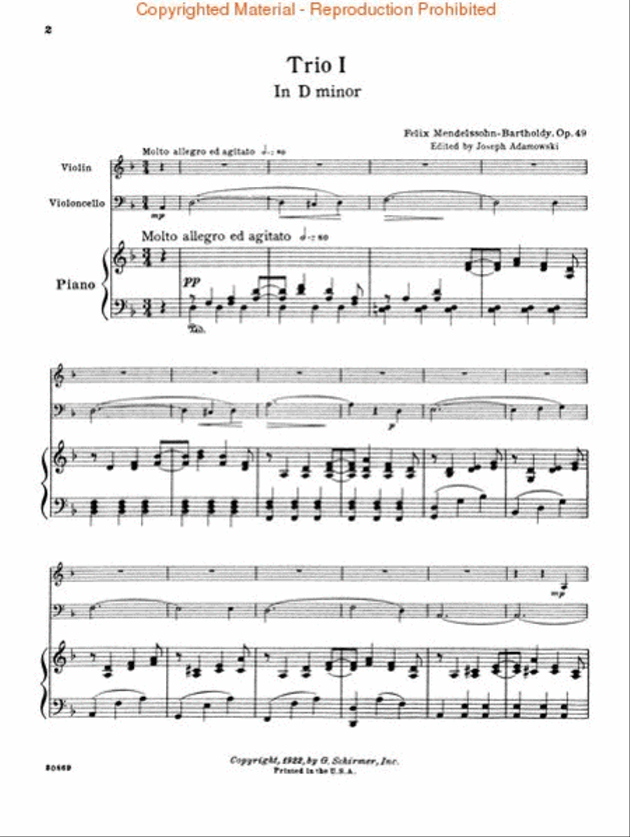 Trio in D Minor, Op. 49 Piano Trio scores gallery preview page 2