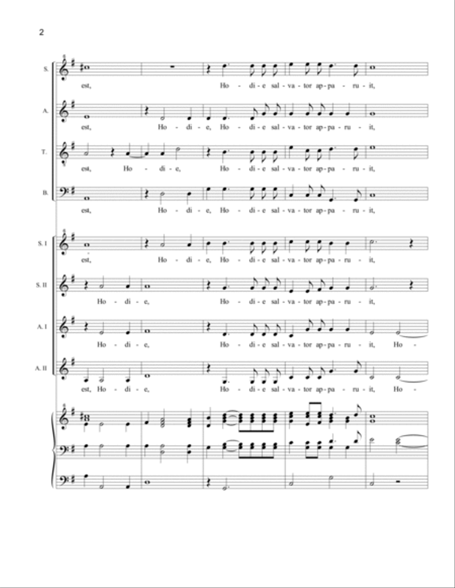 Hodie Christus Natus Est (SATB-SSAA double choir) SSAA scores gallery preview page 2