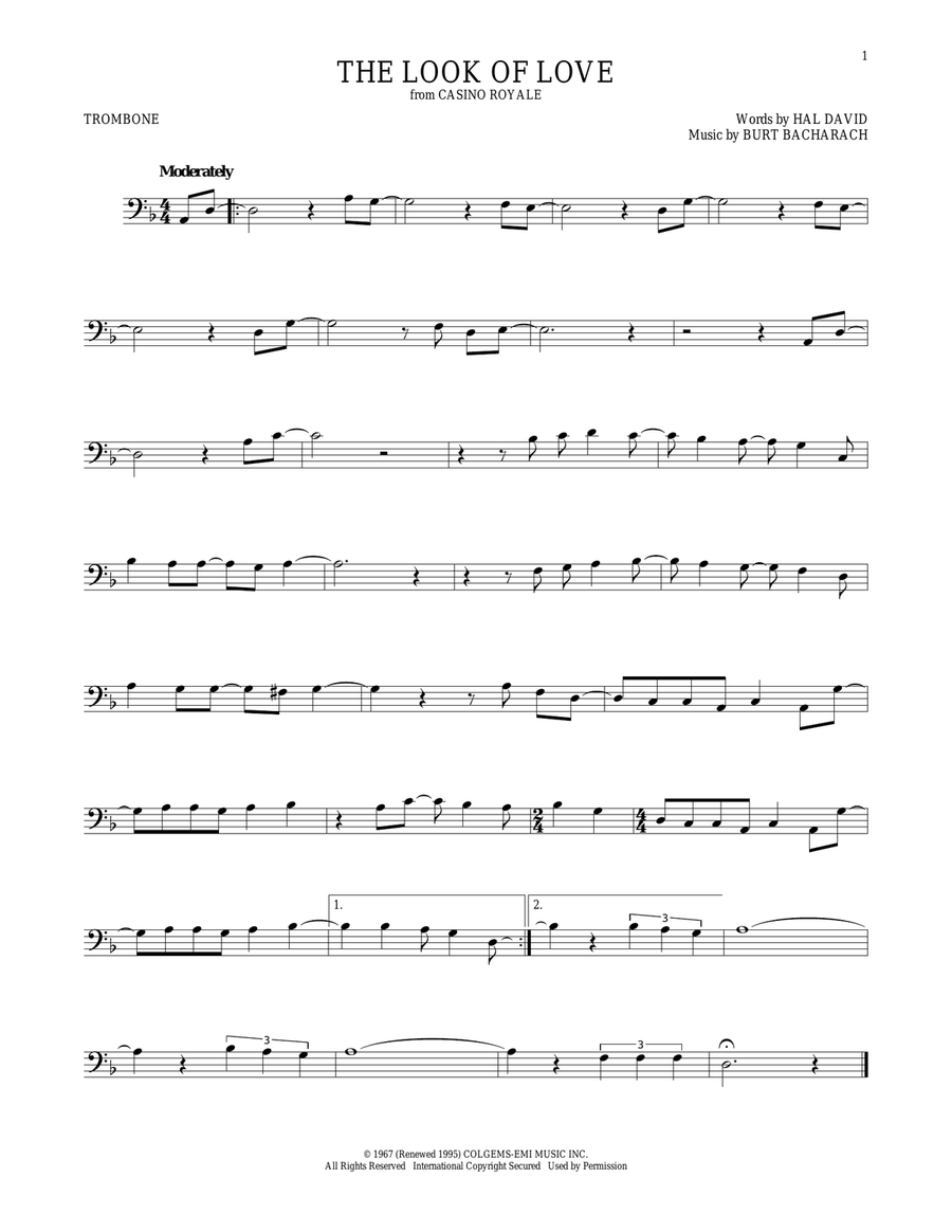 The Look Of Love The Look Of Love Trombone Solo scores gallery preview page 1