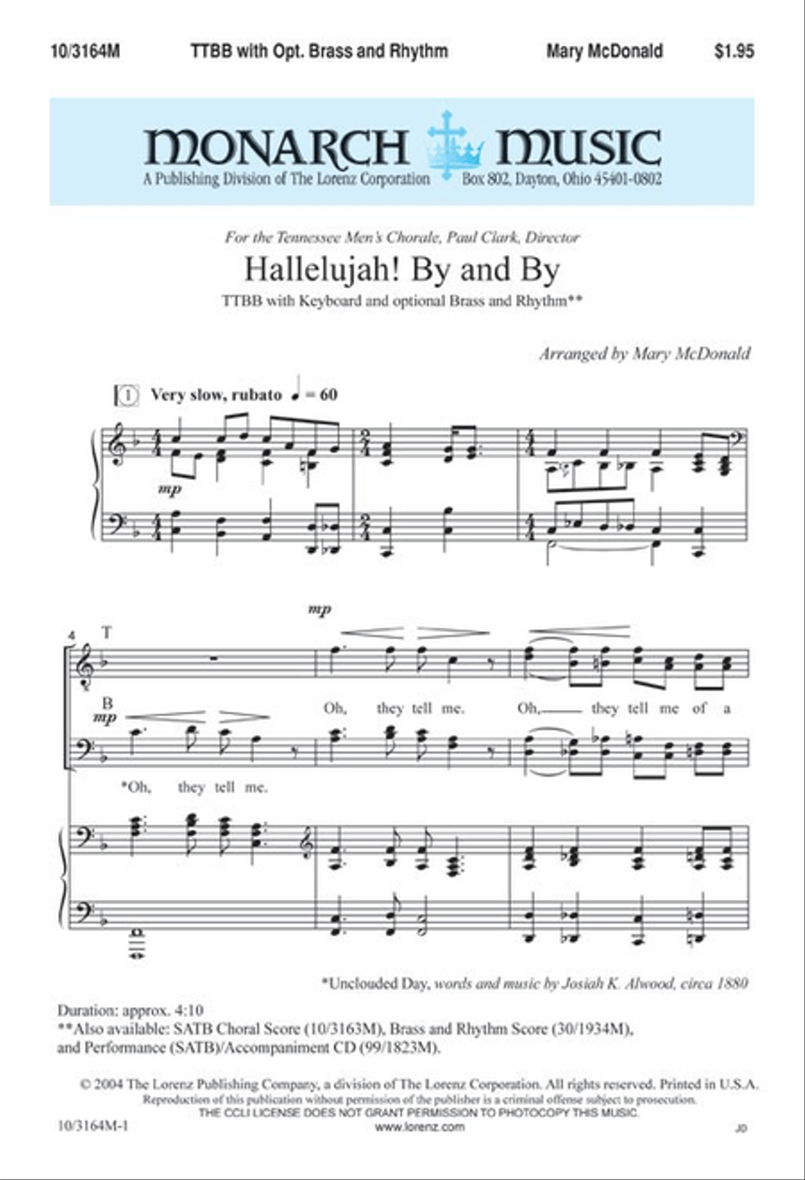 Hallelujah! By and By TTBB scores gallery preview page 1