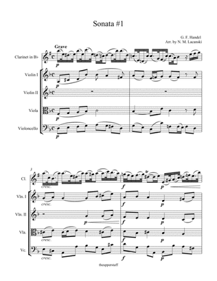 Sonata #1 Movement 1 in D Minor for Clarinet and String Quartet
