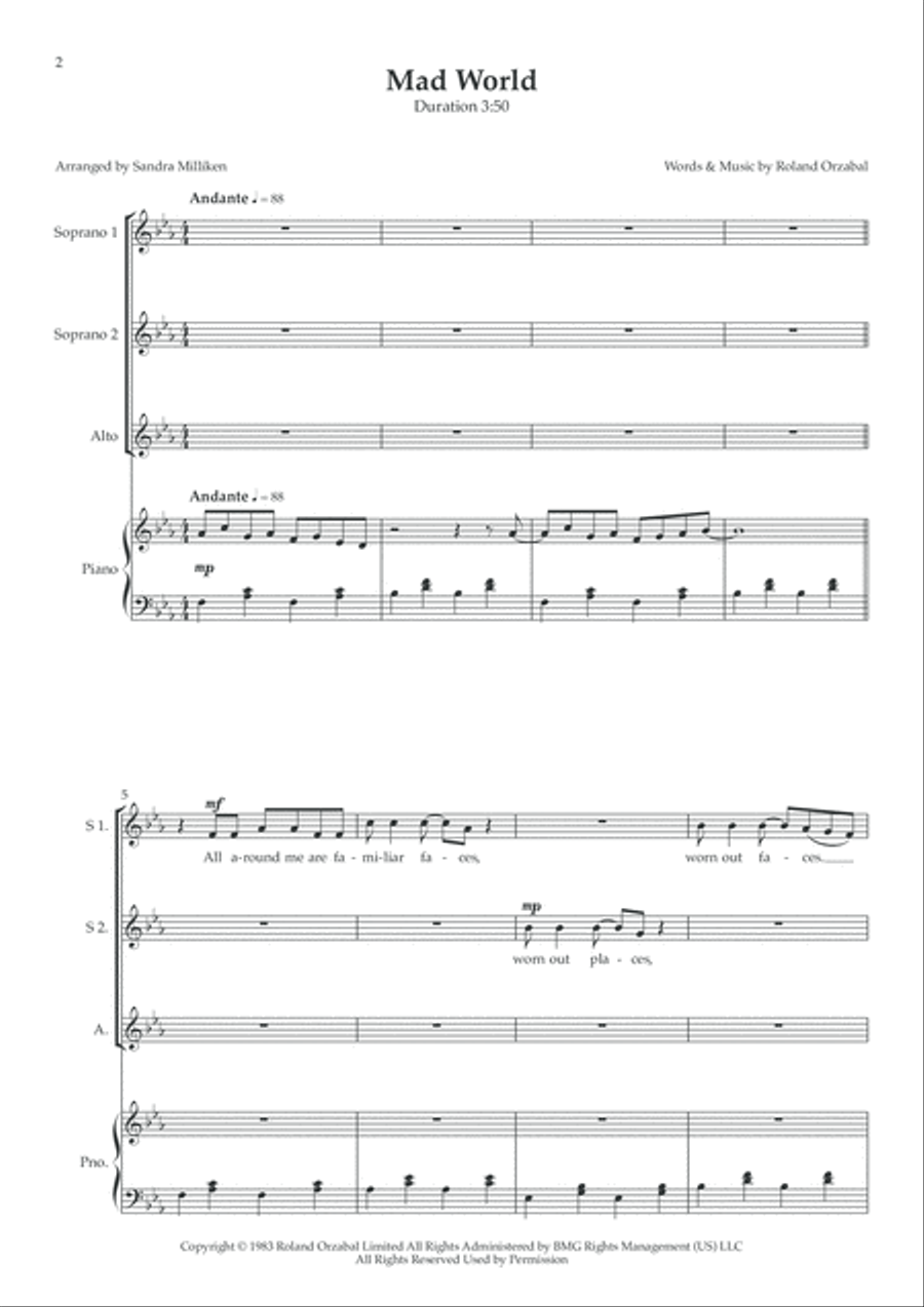 Mad World SSA scores gallery preview page 2