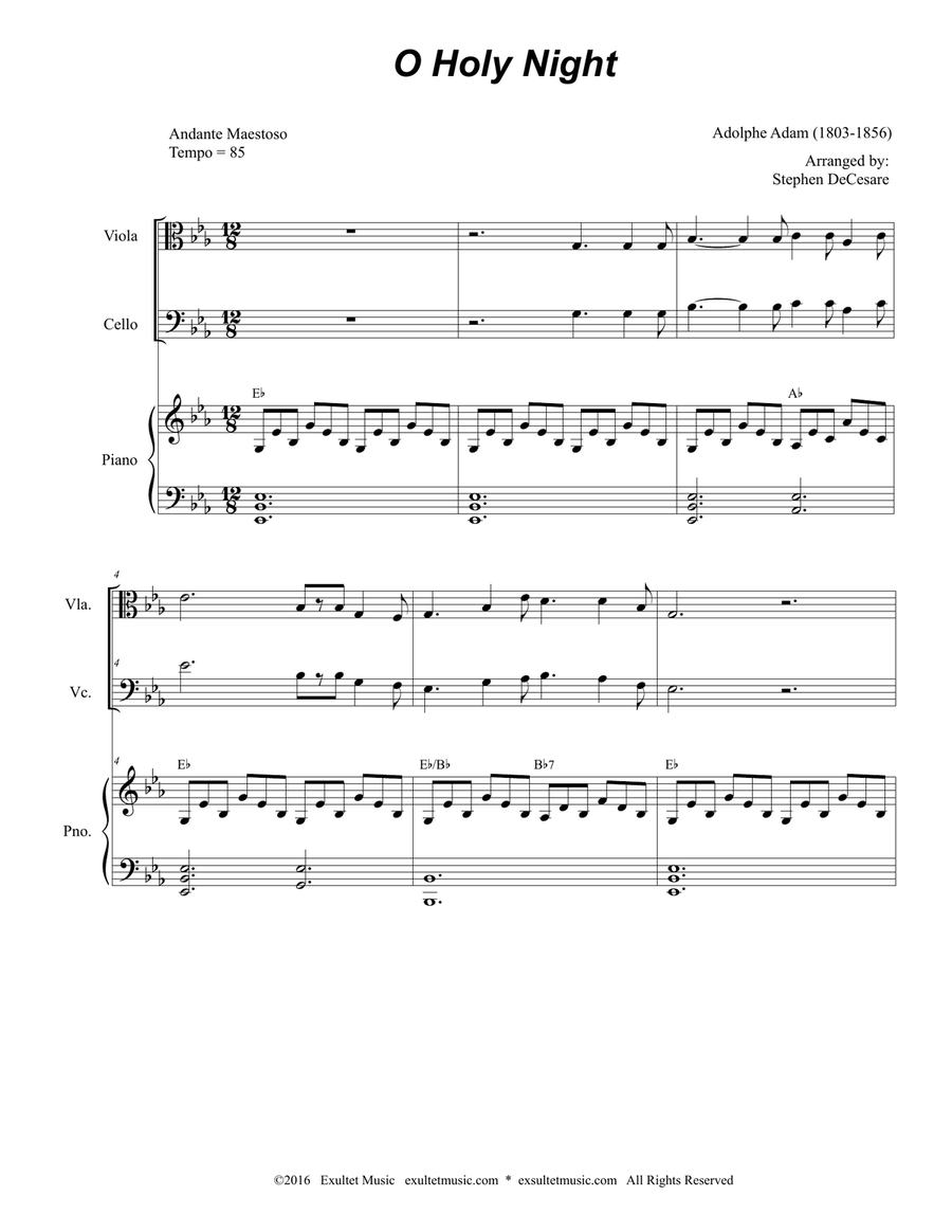 O Holy Night (for String Quartet and Piano) String Quartet scores gallery preview page 2