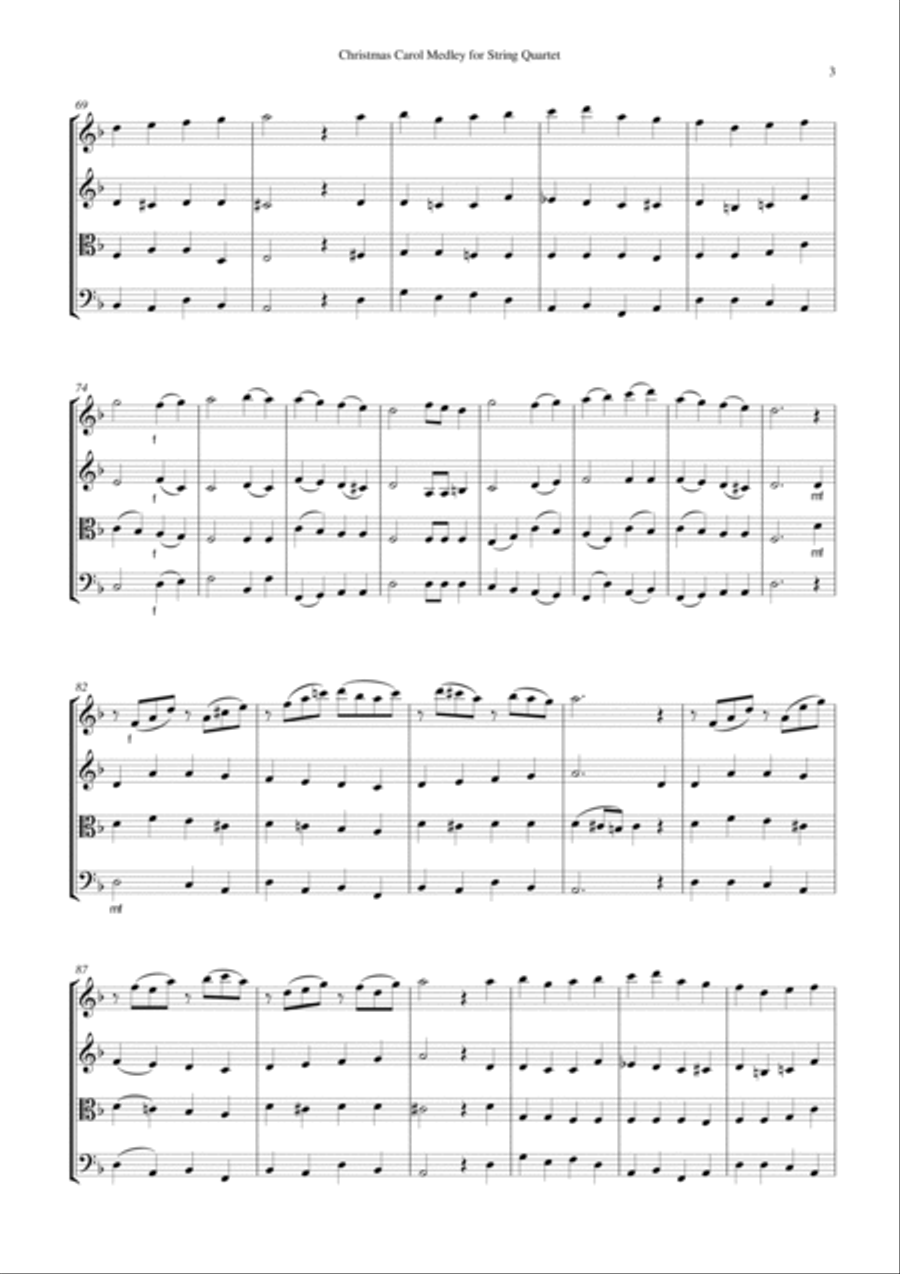 Christmas Carol Medley for String Quartet Score and Parts String Quartet scores gallery preview page 3
