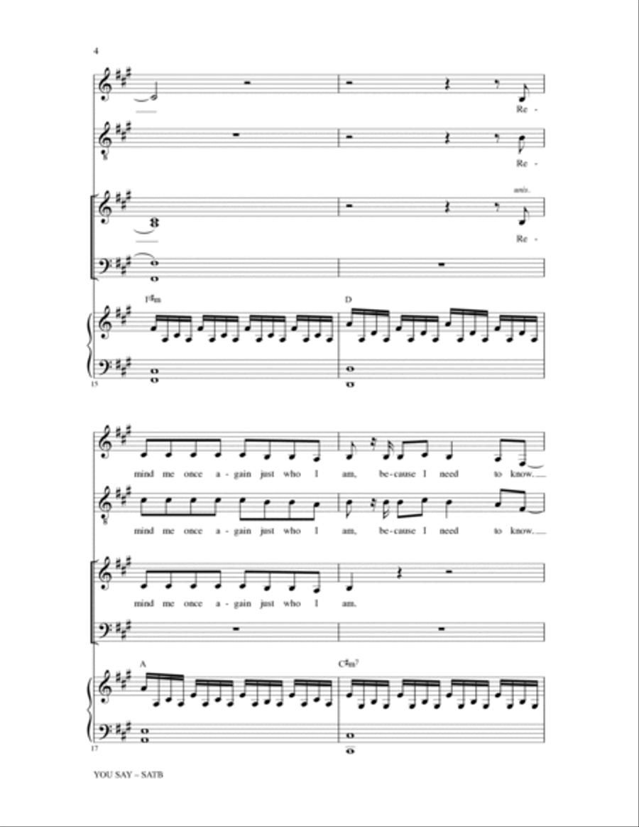 You Say (arr. Heather Sorenson) 4-Part scores gallery preview page 3