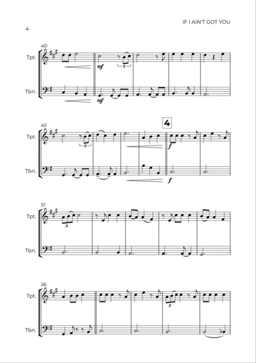 If I Ain't Got You Brass Duet scores gallery preview page 4