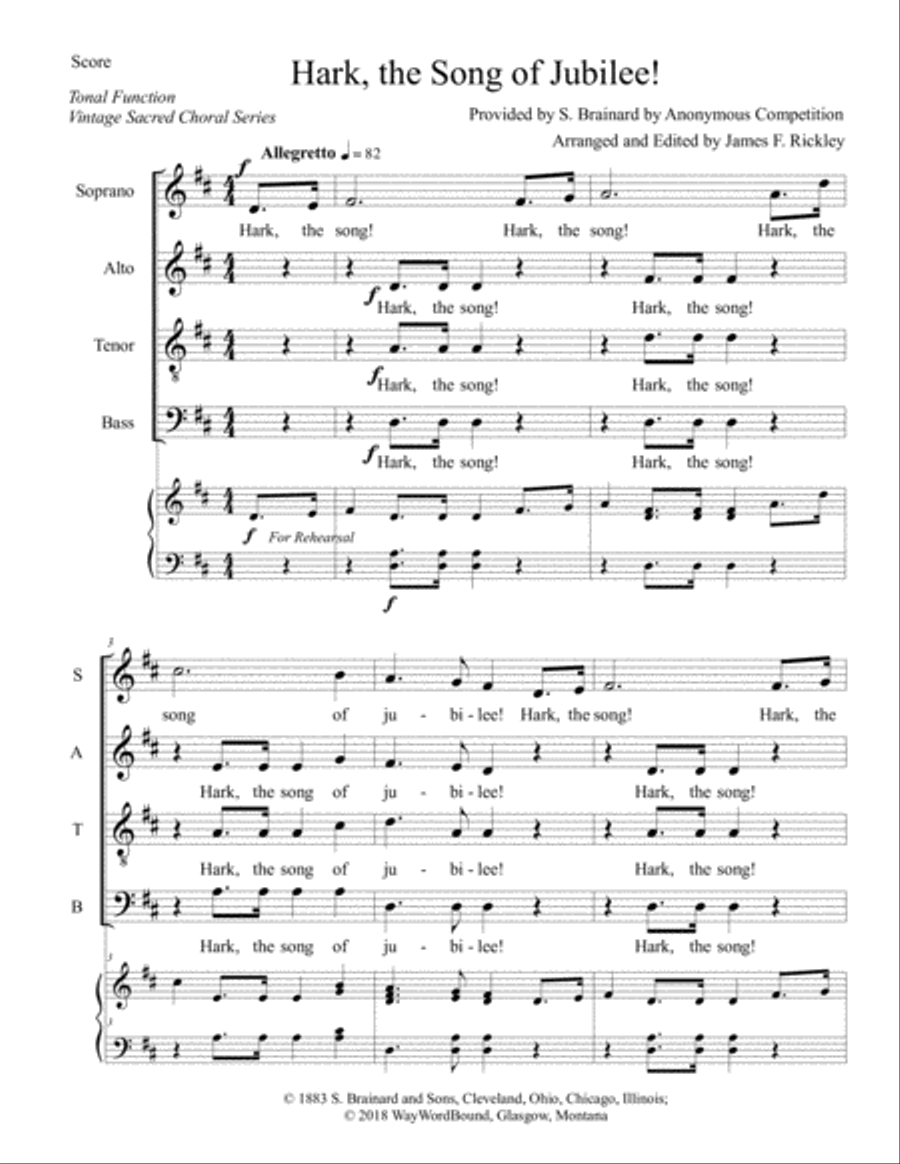 Hark, the Song of Jubilee! 4-Part scores gallery preview page 1