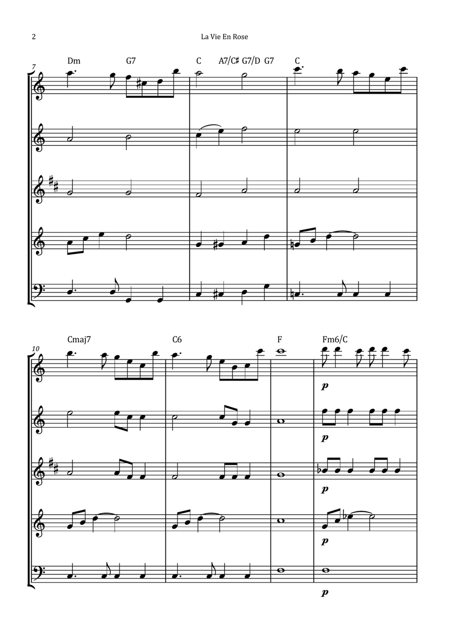 La Vie En Rose Woodwind Quintet scores gallery preview page 2