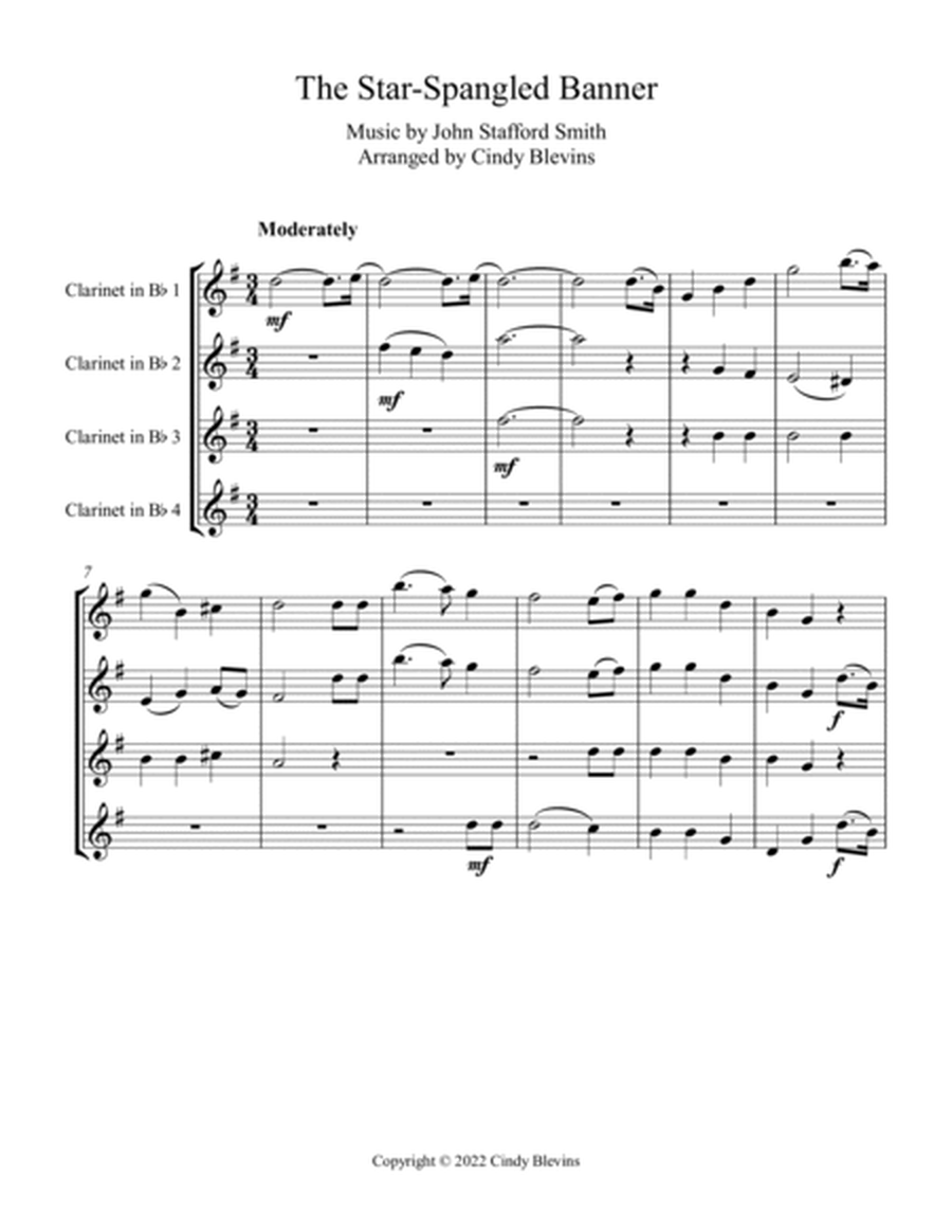 The Star-Spangled Banner, Clarinet Quartet image number null