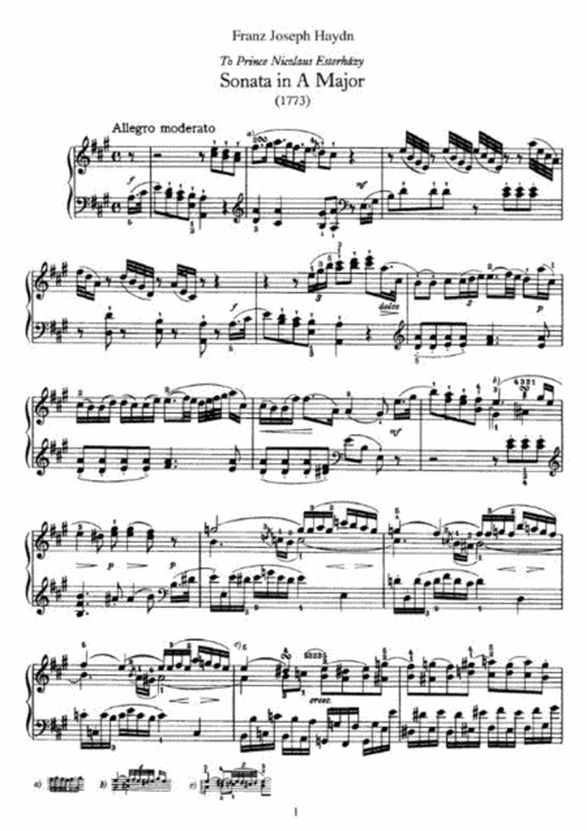 Franz Joseph Haydn - Sonata in A Major Hob 16 no 26 (1773)
