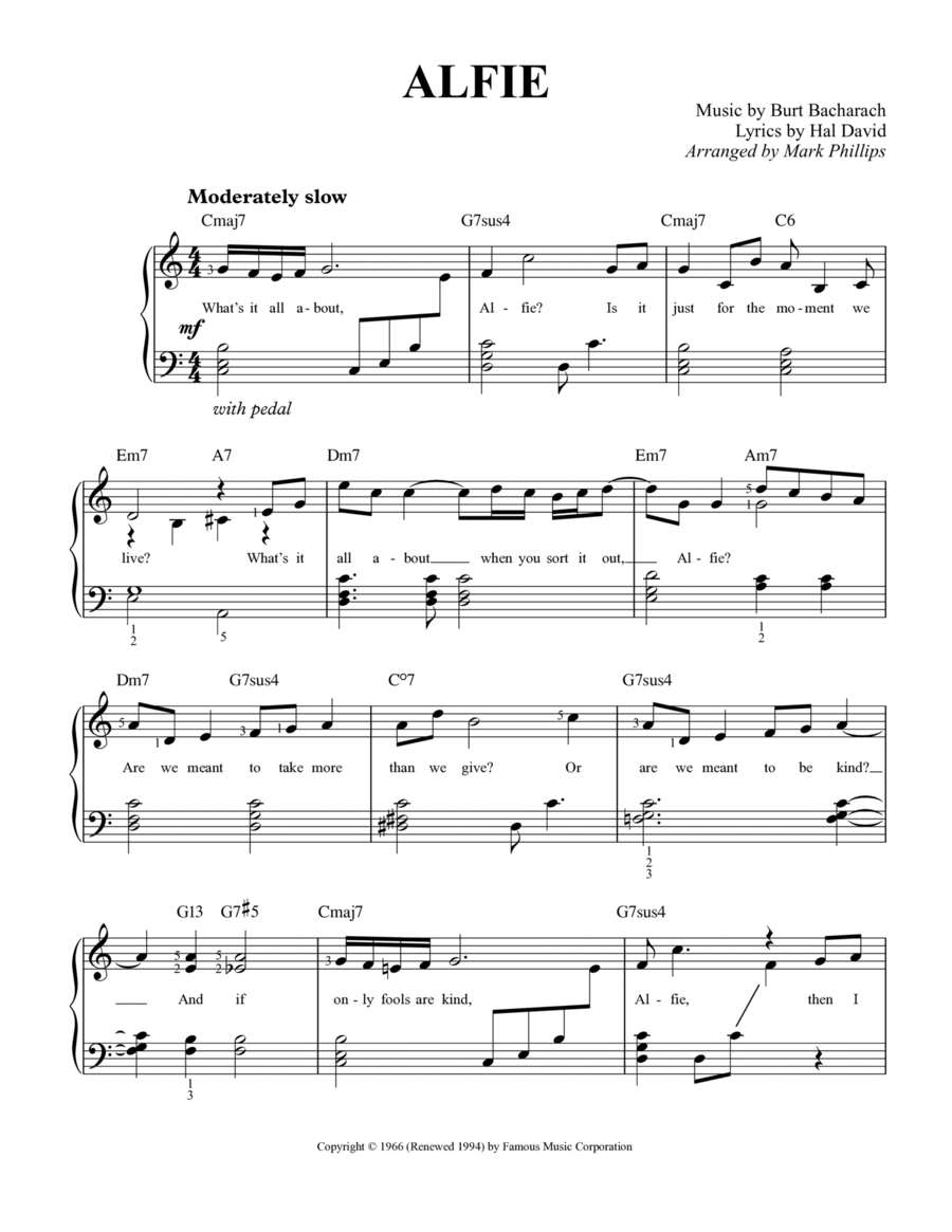 Alfie Easy Piano scores gallery preview page 1