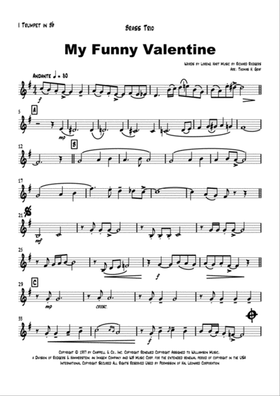 My Funny Valentine Euphonium scores gallery preview page 5