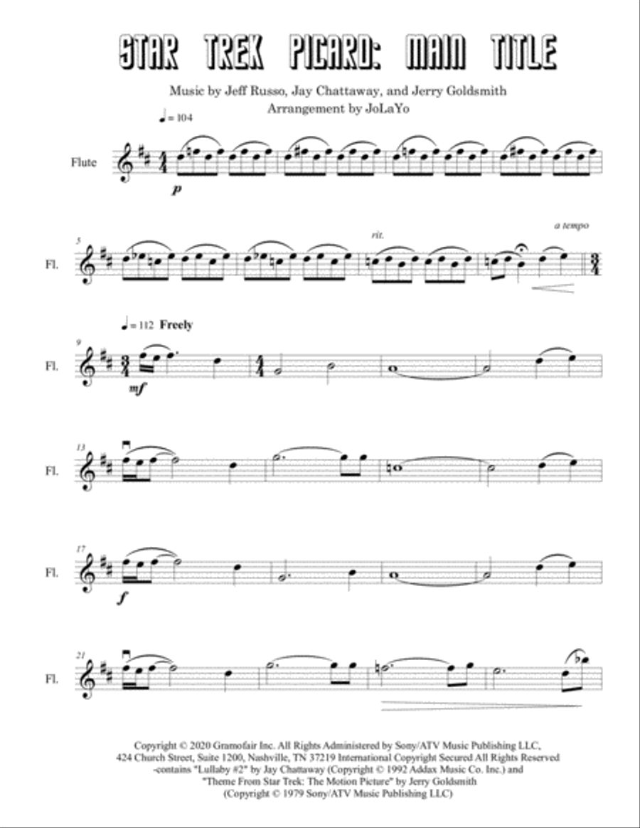 Star Trek: Picard Main Title Flute Solo scores gallery preview page 2
