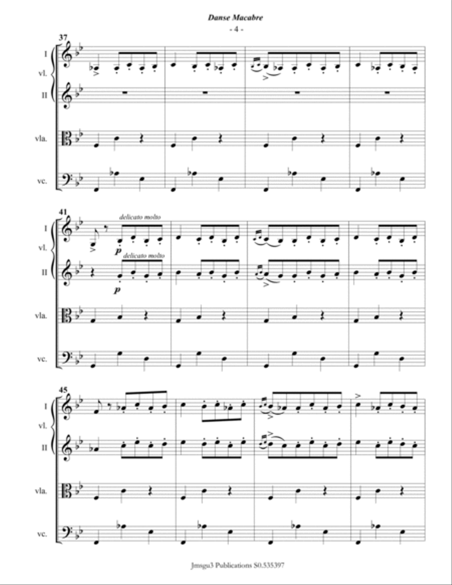 Saint-Saëns: Danse Macabre for String Quartet String Quartet scores gallery preview page 4