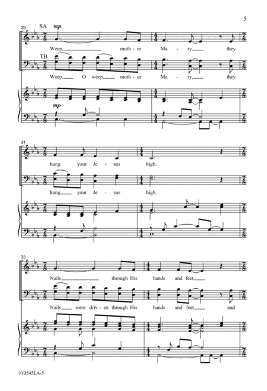 Weep, Mother Mary Weep, Mother Mary 4-Part scores gallery preview page 5
