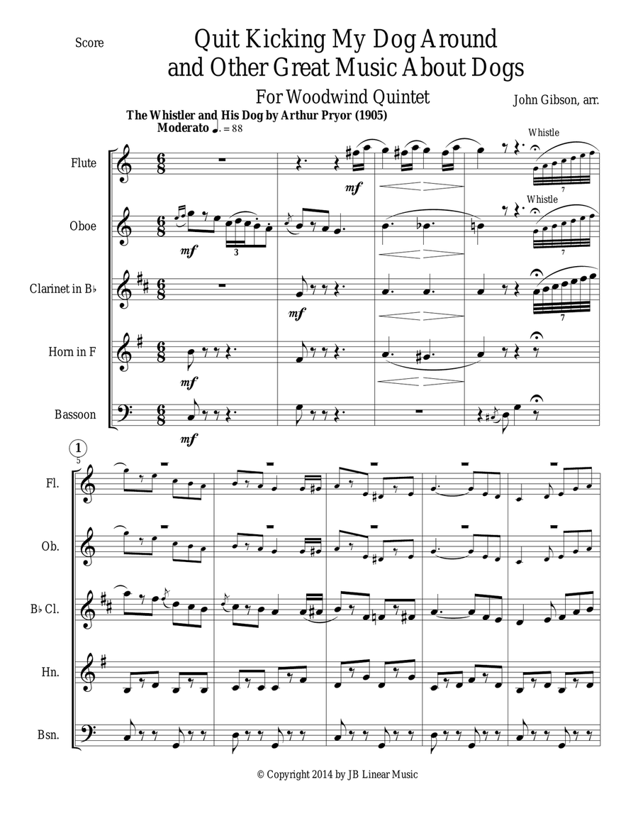 Quit Kicking My Dog Around and Other Great Music about Dogs for woodwind quintet Woodwind Quintet scores gallery preview page 2