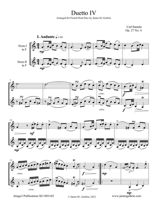 Stamitz: Duet Op. 27 No. 4 for French Horn Duo