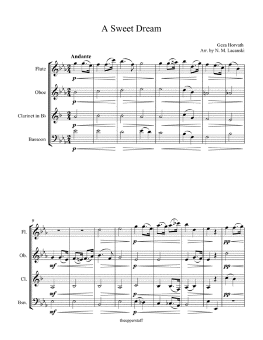 A Sweet Dream Woodwind Quartet scores gallery preview page 1
