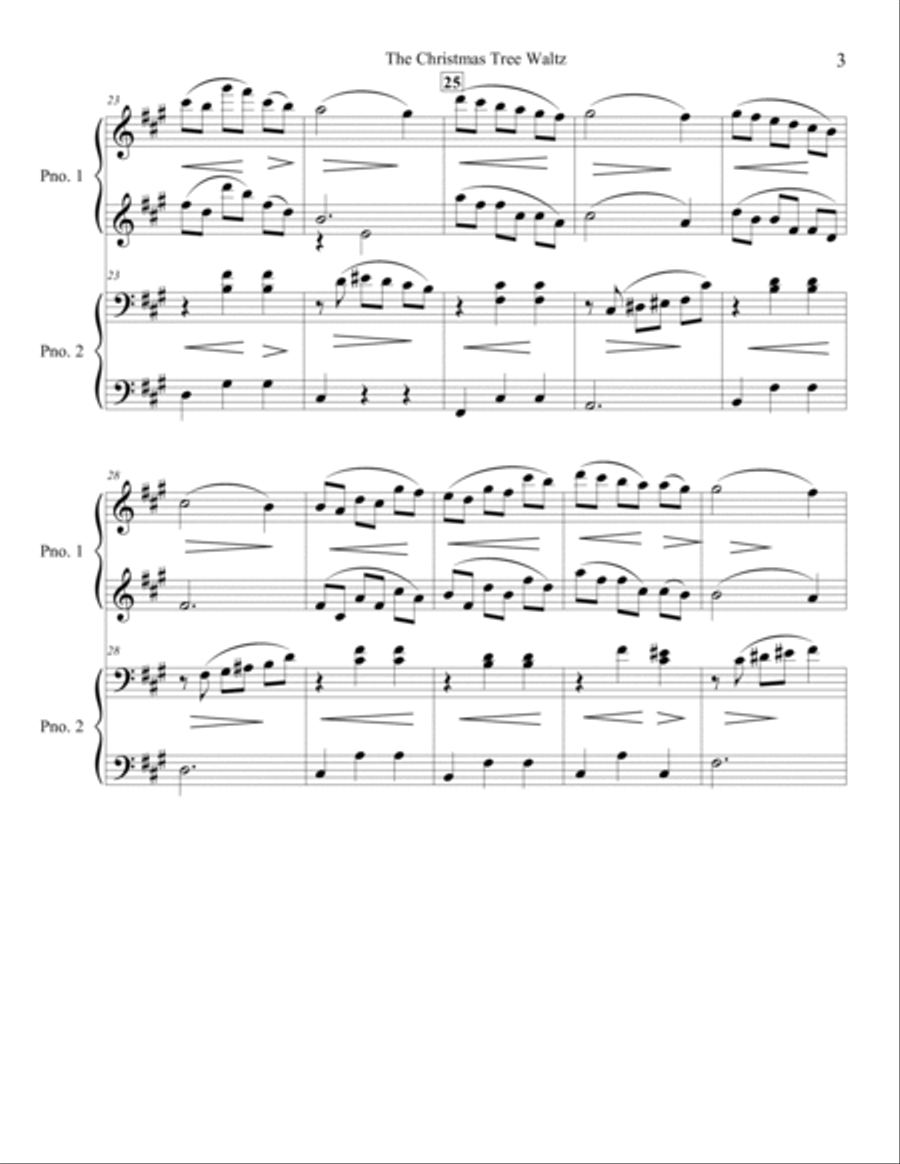 The Christmas Tree Waltz for Piano Duo Piano Duet scores gallery preview page 4