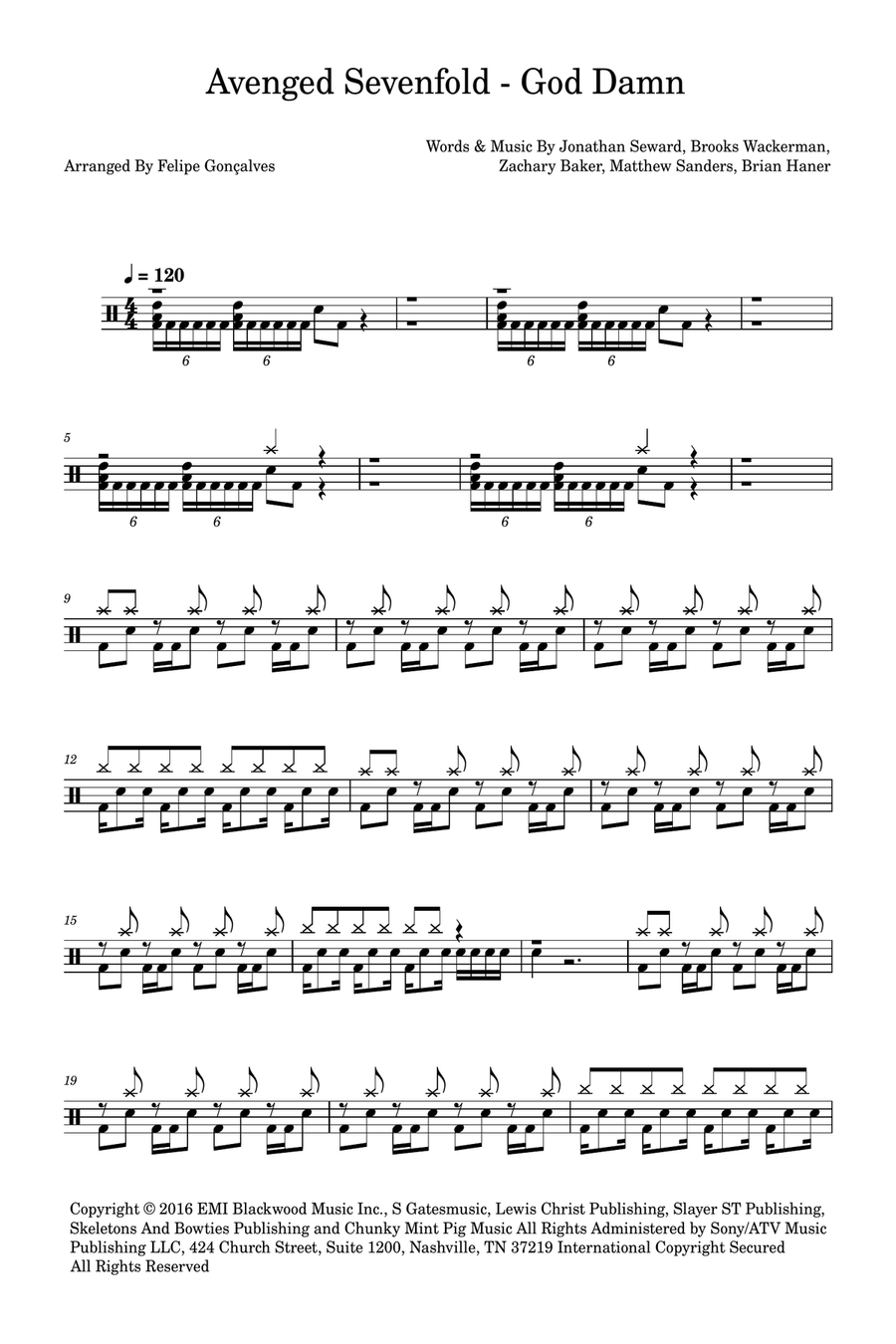 God Damn Drum Set scores gallery preview page 1
