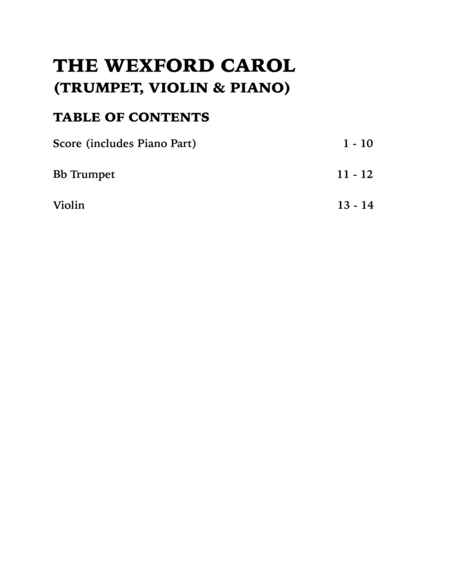 The Wexford Carol (Trio for Trumpet, Violin and Piano) image number null