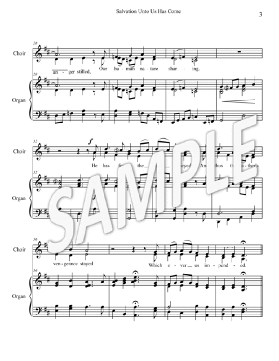 Salvation Unto Us Has Come (Handbells, 2-part Choir, Organ, Congregation) 2-Part scores gallery preview page 3